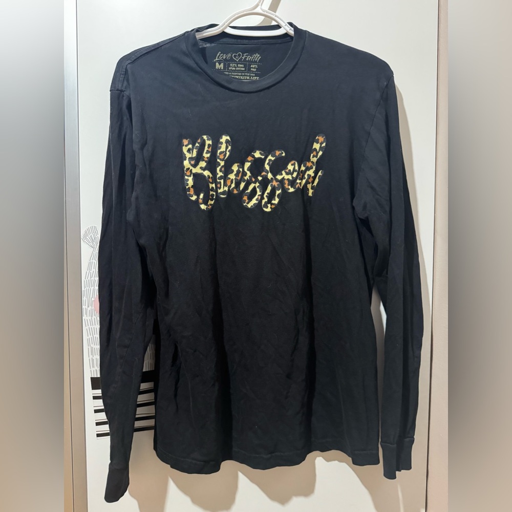 Black Long Sleeve 'Blessed' Shirt